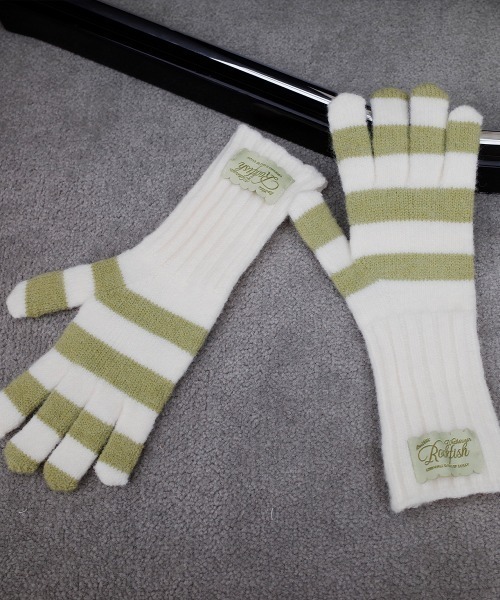 ROCKFISH WEATHERWEAR（ロックフィッシュウェザーウェア）の「STRIPE RIBBED GLOVES（手袋・レディース・スカイブルー/ブラック/ブルー/ピンク/グリーン・FREE）」の12枚目の写真