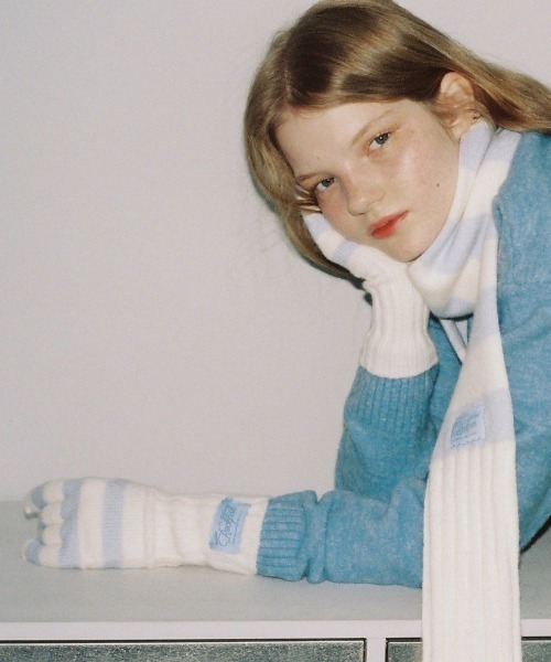 ROCKFISH WEATHERWEAR（ロックフィッシュウェザーウェア）の「STRIPE RIBBED GLOVES（手袋・レディース・スカイブルー/ブラック/ブルー/ピンク/グリーン・FREE）」の15枚目の写真