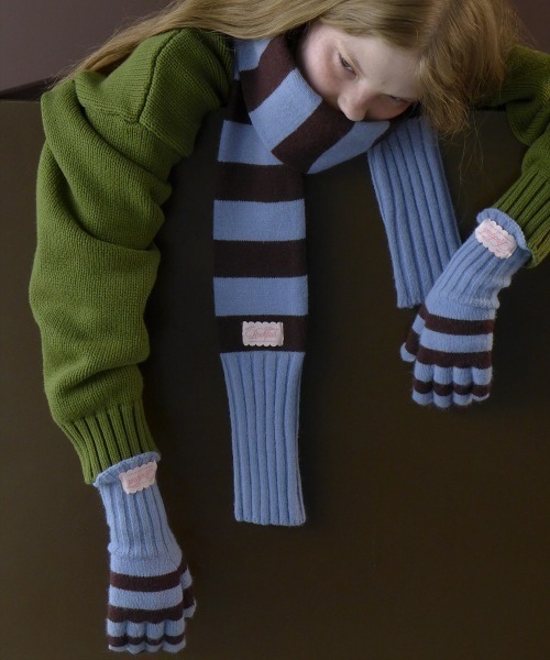 ROCKFISH WEATHERWEAR（ロックフィッシュウェザーウェア）の「STRIPE RIBBED GLOVES（手袋・レディース・スカイブルー/ブラック/ブルー/ピンク/グリーン・FREE）」の19枚目の写真