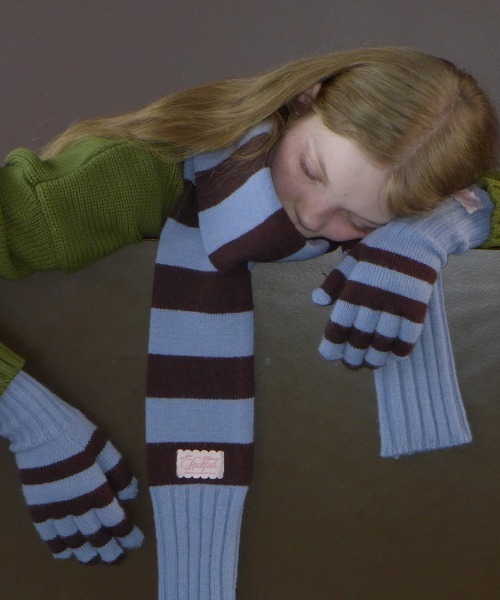 ROCKFISH WEATHERWEAR（ロックフィッシュウェザーウェア）の「STRIPE RIBBED GLOVES（手袋・レディース・スカイブルー/ブラック/ブルー/ピンク/グリーン・FREE）」の20枚目の写真