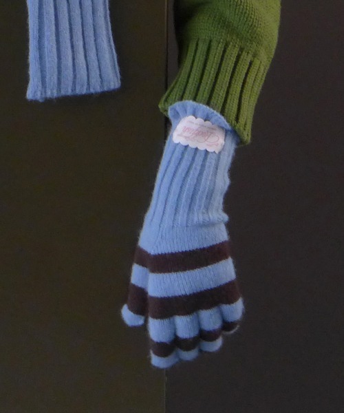 ROCKFISH WEATHERWEAR（ロックフィッシュウェザーウェア）の「STRIPE RIBBED GLOVES（手袋・レディース・スカイブルー/ブラック/ブルー/ピンク/グリーン・FREE）」の18枚目の写真