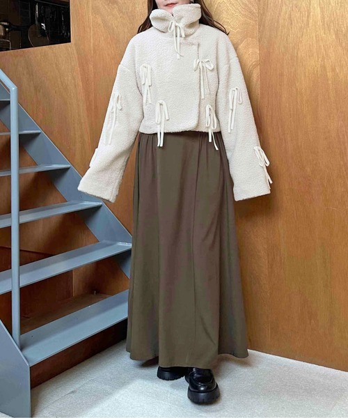 セール】【apres jour clair】リボンデザインボアジャケット【ZOZOTOWN