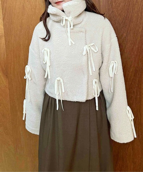 セール】【apres jour clair】リボンデザインボアジャケット【ZOZOTOWN