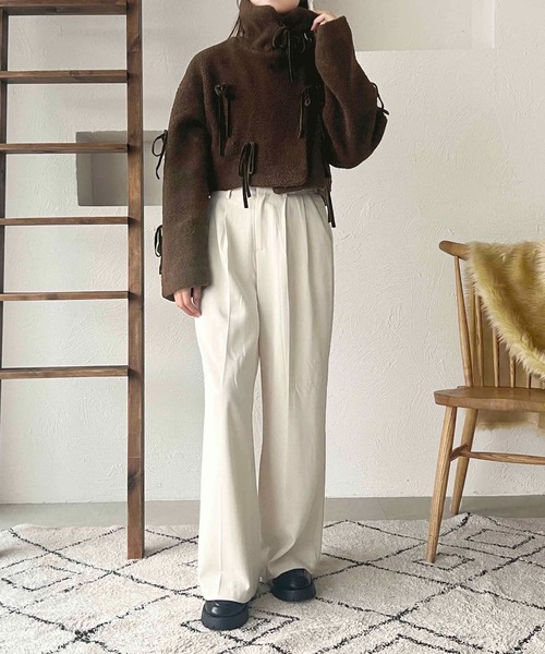 【21日まで限定価格】pois ポワ　リボンブルゾン　アイボリー プチリボン中綿ブルゾン/MAJESTIC LEGON(マジェスティックレゴン