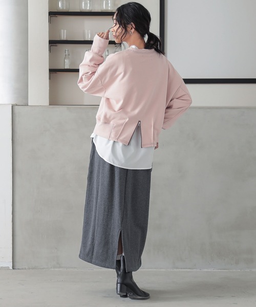 n'OrLABEL（ノアールレーベル）の「『バックジップ配色ステッチスウェット』（スウェット・レディース・杢グレー/ピンク/ブラック・2/1）」の8枚目の写真