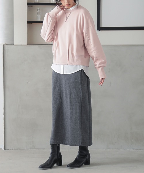 n'OrLABEL（ノアールレーベル）の「『バックジップ配色ステッチスウェット』（スウェット・レディース・杢グレー/ピンク/ブラック・2/1）」の7枚目の写真