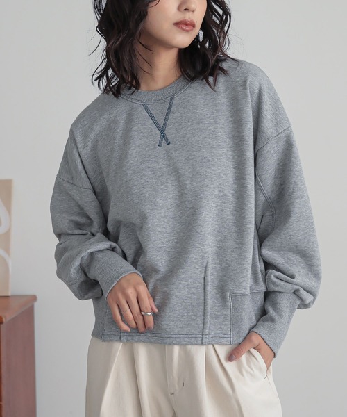 n'OrLABEL（ノアールレーベル）の「『バックジップ配色ステッチスウェット』（スウェット・レディース・杢グレー/ピンク/ブラック・2/1）」の10枚目の写真