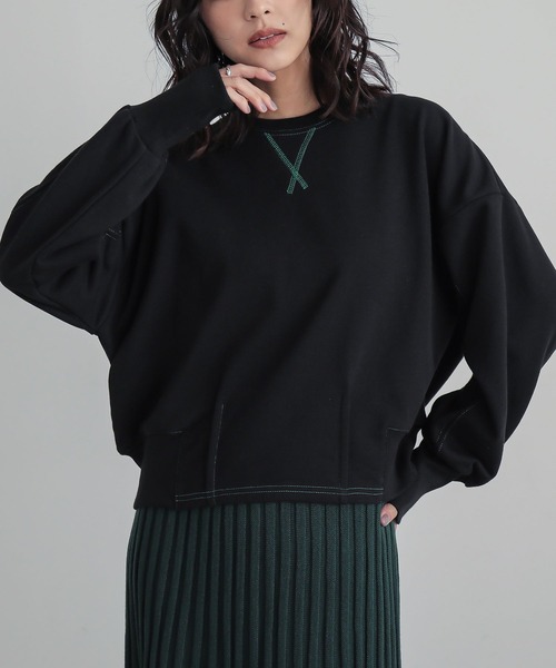 n'OrLABEL（ノアールレーベル）の「『バックジップ配色ステッチスウェット』（スウェット・レディース・杢グレー/ピンク/ブラック・2/1）」の14枚目の写真