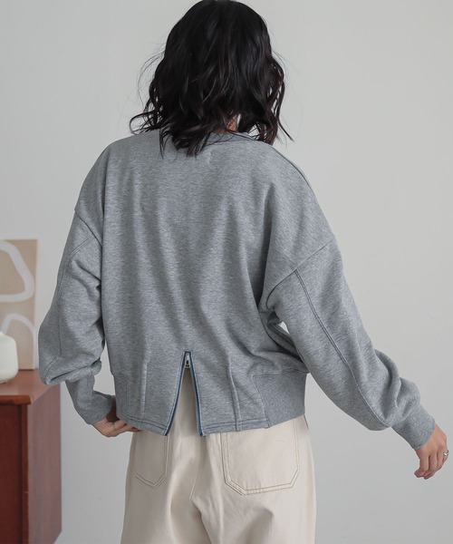 n'OrLABEL（ノアールレーベル）の「『バックジップ配色ステッチスウェット』（スウェット・レディース・杢グレー/ピンク/ブラック・2/1）」の11枚目の写真
