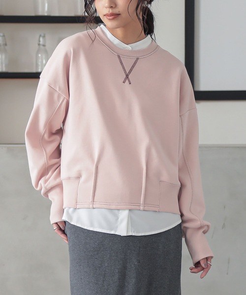 n'OrLABEL（ノアールレーベル）の「『バックジップ配色ステッチスウェット』（スウェット・レディース・杢グレー/ピンク/ブラック・2/1）」の6枚目の写真