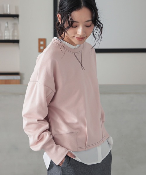 n'OrLABEL（ノアールレーベル）の「『バックジップ配色ステッチスウェット』（スウェット・レディース・杢グレー/ピンク/ブラック・2/1）」の5枚目の写真