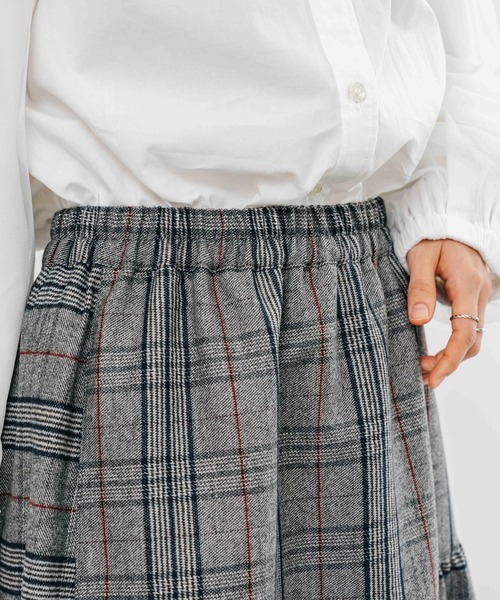 【セール】【refinedworks】起毛のグレンチェックのティアードスカート！（スカート）｜refinedworks（リファインドワークス）