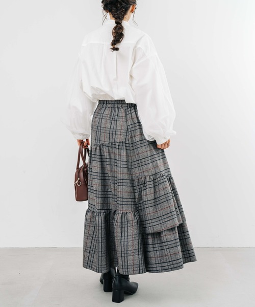 【セール】【refinedworks】起毛のグレンチェックのティアードスカート！（スカート）｜refinedworks（リファインドワークス）