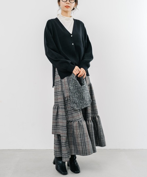 【セール】【refinedworks】起毛のグレンチェックのティアードスカート！（スカート）｜refinedworks（リファインドワークス）