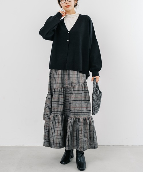 【セール】【refinedworks】起毛のグレンチェックのティアードスカート！（スカート）｜refinedworks（リファインドワークス）