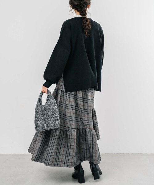 【セール】【refinedworks】起毛のグレンチェックのティアードスカート！（スカート）｜refinedworks（リファインドワークス）