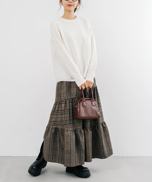 【セール】【refinedworks】起毛のグレンチェックのティアードスカート！（スカート）｜refinedworks（リファインドワークス）