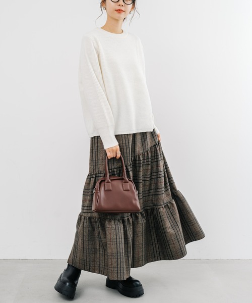 【セール】【refinedworks】起毛のグレンチェックのティアードスカート！（スカート）｜refinedworks（リファインドワークス）