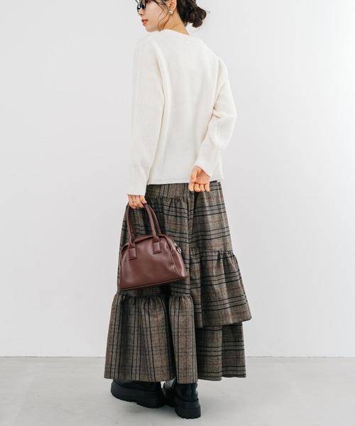 【セール】【refinedworks】起毛のグレンチェックのティアードスカート！（スカート）｜refinedworks（リファインドワークス）