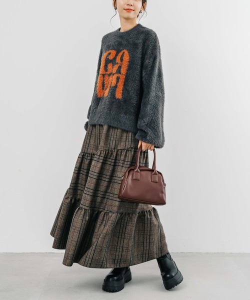 【セール】【refinedworks】起毛のグレンチェックのティアードスカート！（スカート）｜refinedworks（リファインドワークス）