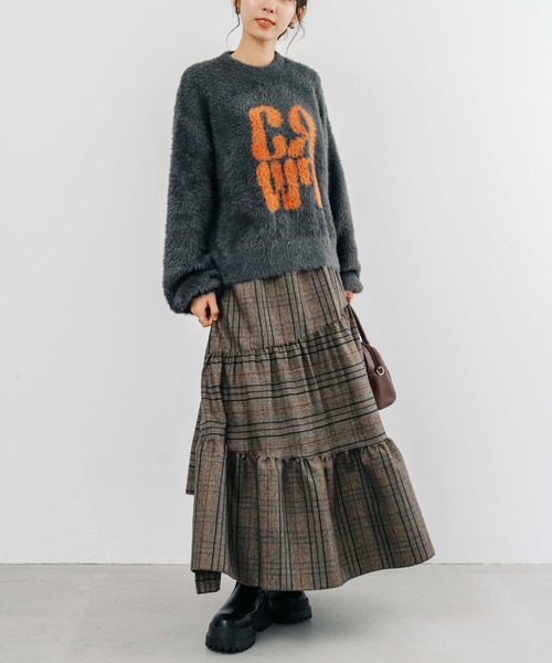 【セール】【refinedworks】起毛のグレンチェックのティアードスカート！（スカート）｜refinedworks（リファインドワークス）