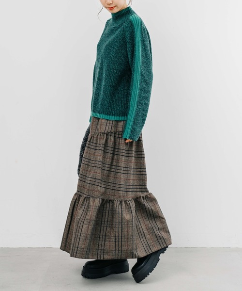 【セール】【refinedworks】起毛のグレンチェックのティアードスカート！（スカート）｜refinedworks（リファインドワークス）