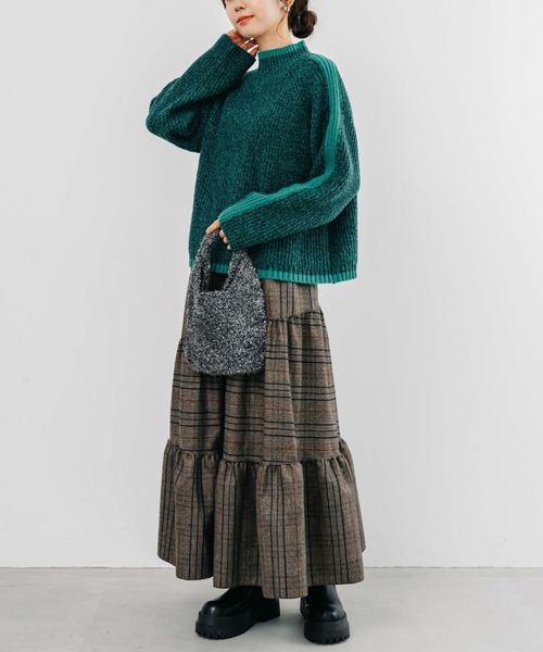 【セール】【refinedworks】起毛のグレンチェックのティアードスカート！（スカート）｜refinedworks（リファインドワークス）