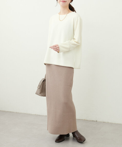 natural couture(ナチュラルクチュール)の「【mamamo】配色ステッチ2WAYトップス(Tシャツ/カットソー・レディース・ネイビー/ピンク/ブラウン/アイボリー・FREE)」の8枚目の写真