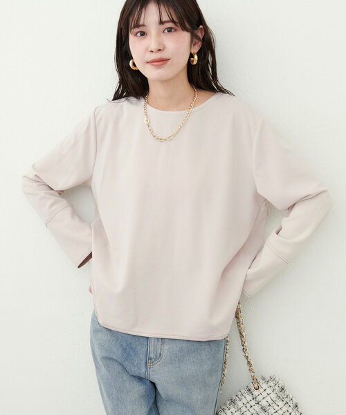 natural couture(ナチュラルクチュール)の「【mamamo】配色ステッチ2WAYトップス(Tシャツ/カットソー・レディース・ネイビー/ピンク/ブラウン/アイボリー・FREE)」の22枚目の写真