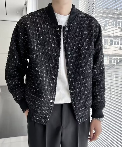 CREARE -LINO-(クレアーレリノ)の「〈ユニセックス商品〉ツイードブルゾン(ブルゾン・メンズ・ブラック/ホワイト・L/M)」の1枚目の写真