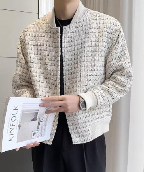 CREARE -LINO-(クレアーレリノ)の「〈ユニセックス商品〉ツイードブルゾン(ブルゾン・メンズ・ブラック/ホワイト・L/M)」の5枚目の写真