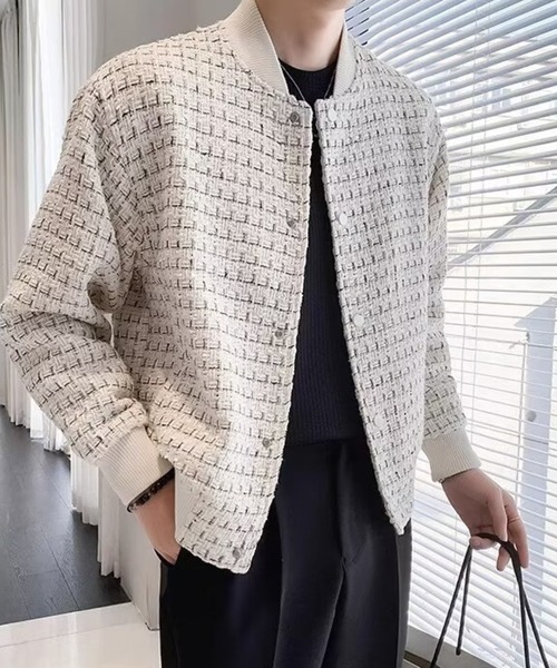 CREARE -LINO-(クレアーレリノ)の「〈ユニセックス商品〉ツイードブルゾン(ブルゾン・メンズ・ブラック/ホワイト・L/M)」の6枚目の写真