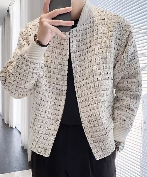 CREARE -LINO-(クレアーレリノ)の「〈ユニセックス商品〉ツイードブルゾン(ブルゾン・メンズ・ブラック/ホワイト・L/M)」の7枚目の写真