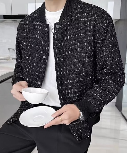 CREARE -LINO-(クレアーレリノ)の「〈ユニセックス商品〉ツイードブルゾン(ブルゾン・メンズ・ブラック/ホワイト・L/M)」の9枚目の写真