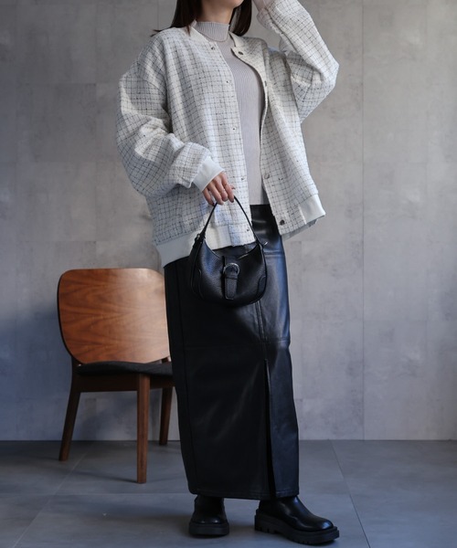 CREARE -LINO-(クレアーレリノ)の「〈ユニセックス商品〉ツイードブルゾン(ブルゾン・メンズ・ブラック/ホワイト・L/M)」の13枚目の写真