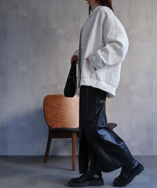 CREARE -LINO-(クレアーレリノ)の「〈ユニセックス商品〉ツイードブルゾン(ブルゾン・メンズ・ブラック/ホワイト・L/M)」の16枚目の写真