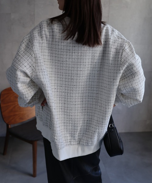CREARE -LINO-(クレアーレリノ)の「〈ユニセックス商品〉ツイードブルゾン(ブルゾン・メンズ・ブラック/ホワイト・L/M)」の20枚目の写真