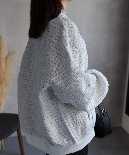 CREARE -LINO-(クレアーレリノ)の「〈ユニセックス商品〉ツイードブルゾン(ブルゾン・メンズ・ブラック/ホワイト・L/M)」の21枚目の写真