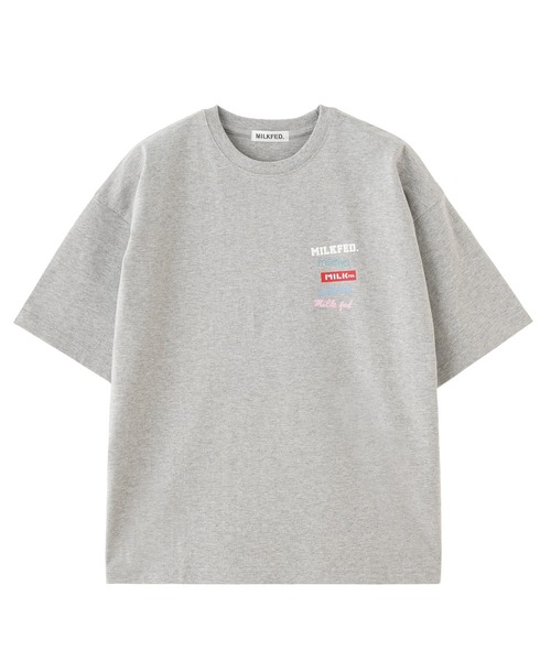 MILKFED.(ミルクフェド)の「MULTI LOGO WIDE S/S TEE(Tシャツ/カットソー・レディース・アッシュ/ホワイト/ライトパープル・ONE SIZE)」の6枚目の写真