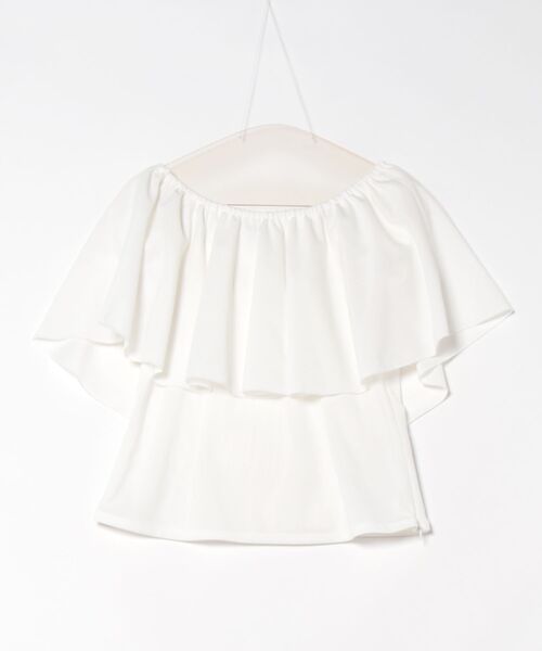 Maunaloa(マウナロア)の「【Maunaloa】ワイドフリルシャーリングブラウス(シャツ/ブラウス・レディース・ホワイト/ダークブラウン/ブラック/ブルー/カーキ・S/M/L/XS)」の2枚目の写真