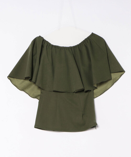 Maunaloa(マウナロア)の「【Maunaloa】ワイドフリルシャーリングブラウス(シャツ/ブラウス・レディース・ホワイト/ダークブラウン/ブラック/ブルー/カーキ・S/M/L/XS)」の4枚目の写真