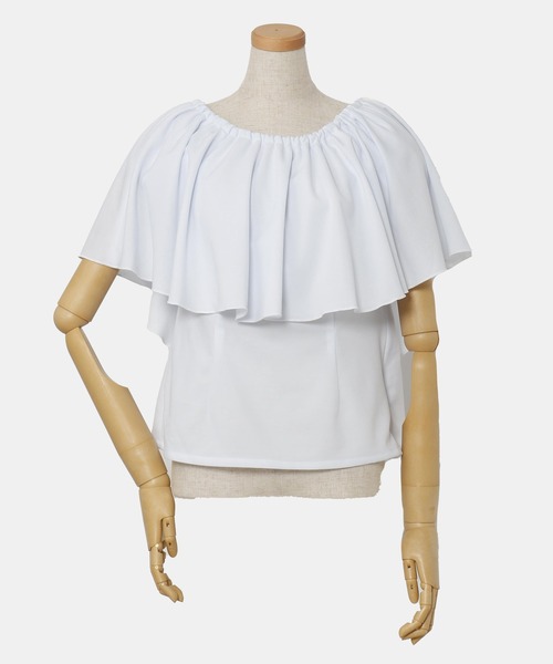 Maunaloa(マウナロア)の「【Maunaloa】ワイドフリルシャーリングブラウス(シャツ/ブラウス・レディース・ホワイト/ダークブラウン/ブラック/ブルー/カーキ・S/M/L/XS)」の7枚目の写真