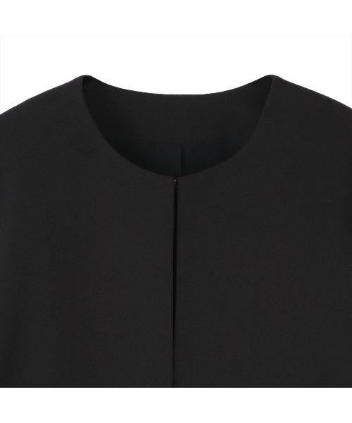 TOKYO SHIRTS(トウキョウシャツ)の「Aラインジャケット ダブルクロス素材 セットアップ可能 レディース(ノーカラージャケット・レディース・サンドグレー/ブラック・M/L)」の7枚目の写真