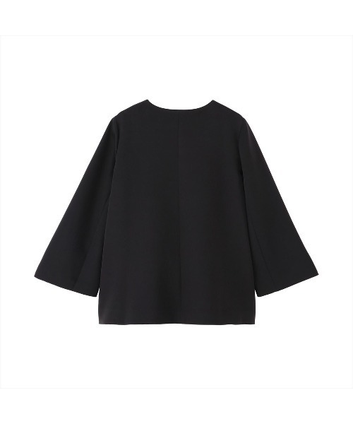 TOKYO SHIRTS(トウキョウシャツ)の「Aラインジャケット ダブルクロス素材 セットアップ可能 レディース(ノーカラージャケット・レディース・サンドグレー/ブラック・M/L)」の6枚目の写真