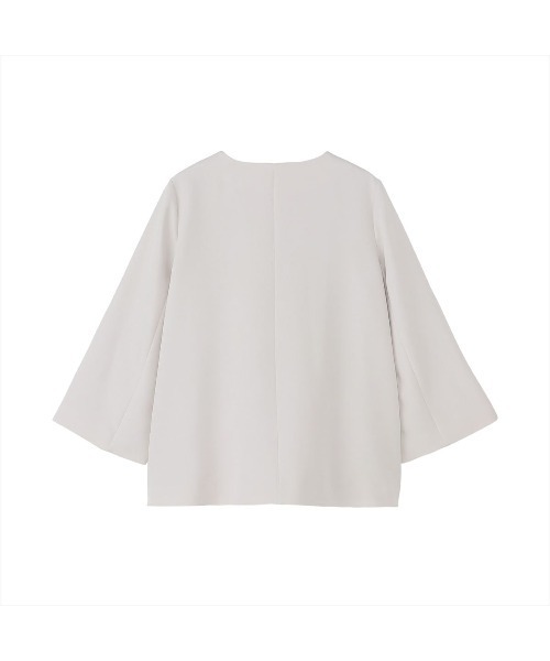 TOKYO SHIRTS(トウキョウシャツ)の「Aラインジャケット ダブルクロス素材 セットアップ可能 レディース(ノーカラージャケット・レディース・サンドグレー/ブラック・M/L)」の13枚目の写真