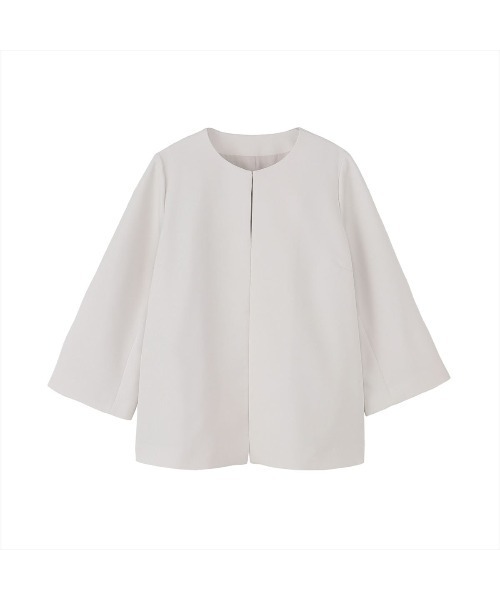 TOKYO SHIRTS(トウキョウシャツ)の「Aラインジャケット ダブルクロス素材 セットアップ可能 レディース(ノーカラージャケット・レディース・サンドグレー/ブラック・M/L)」の12枚目の写真