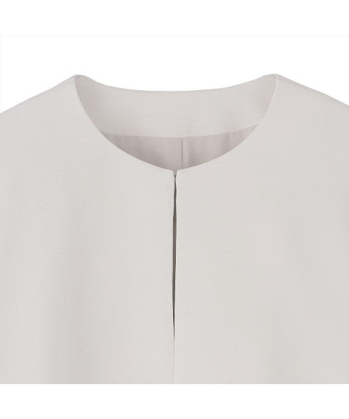 TOKYO SHIRTS(トウキョウシャツ)の「Aラインジャケット ダブルクロス素材 セットアップ可能 レディース(ノーカラージャケット・レディース・サンドグレー/ブラック・M/L)」の14枚目の写真