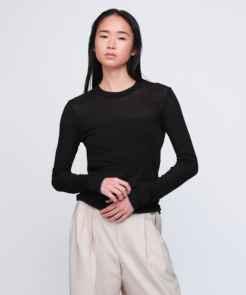 AEWEN MATOPH イウエンマトフ シアークルーネックカットソー 黒 M AEWEN MATOPH＞シアー クルーネック カットソー（Tシャツ