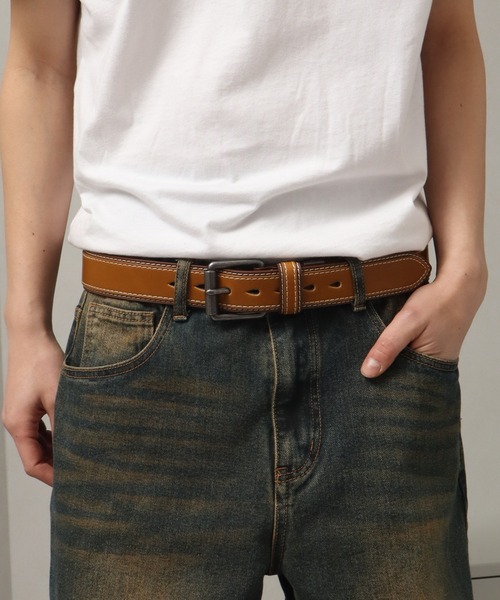 Dickies（ディッキーズ）の「【Dickies/ディッキーズ】40mm PU 2枚合わせ ベルト（ベルト・メンズ・ダークブラウン/キャメル/ホワイト/レッド/ブラック・FREE）」の13枚目の写真