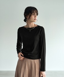 STYLE DELI | とろみワイドリブボートネックトップス(Tシャツ/カットソー)